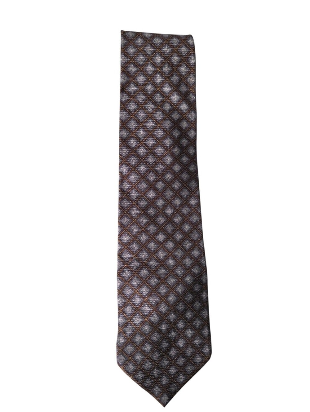 JHANE BARNES Classic Gray Geometric Design Silk Necktie Made In Japan NWOT